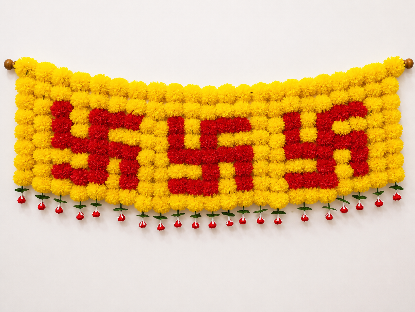 Artificial Marigold Swastik Floral Toran (TNO-12) – Decorative Products by Padma Enterprises