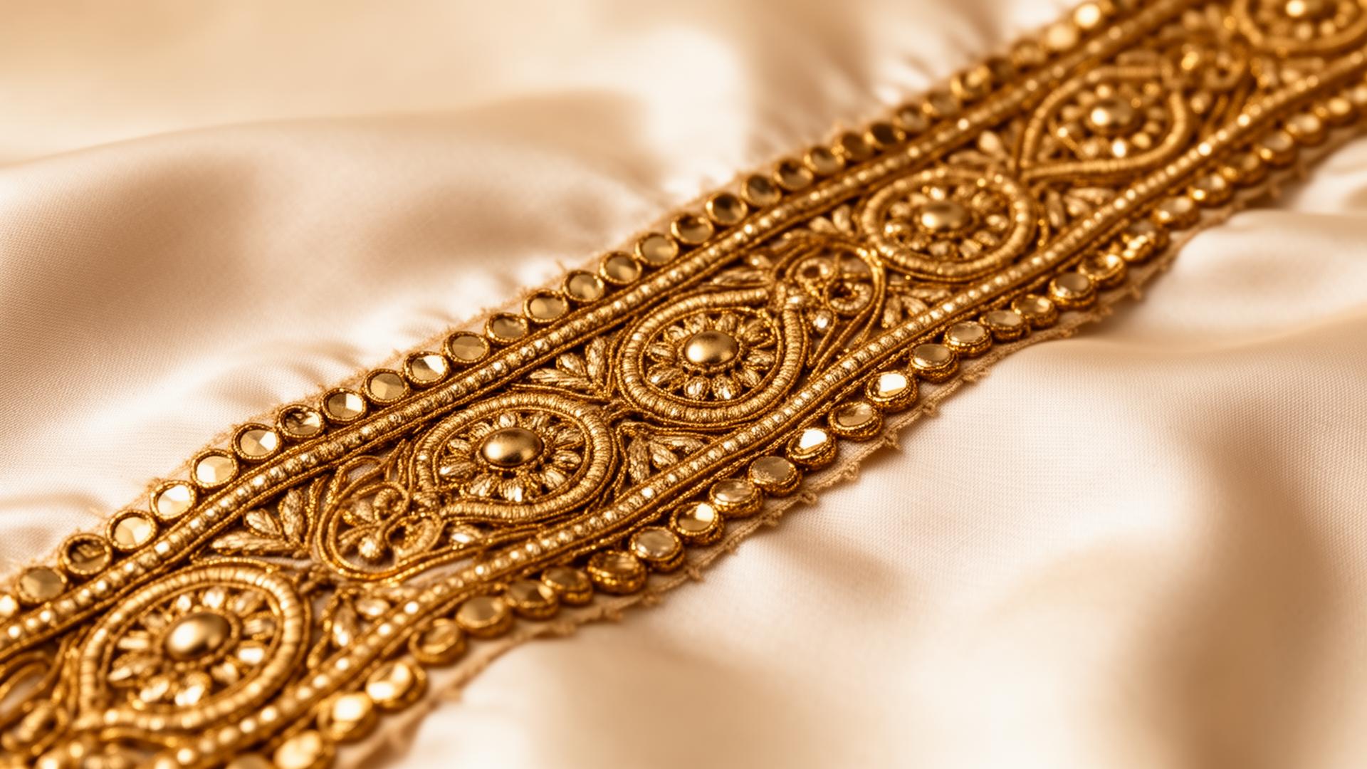 Handcrafted gold Gota Patti lace by Padma Enterprises